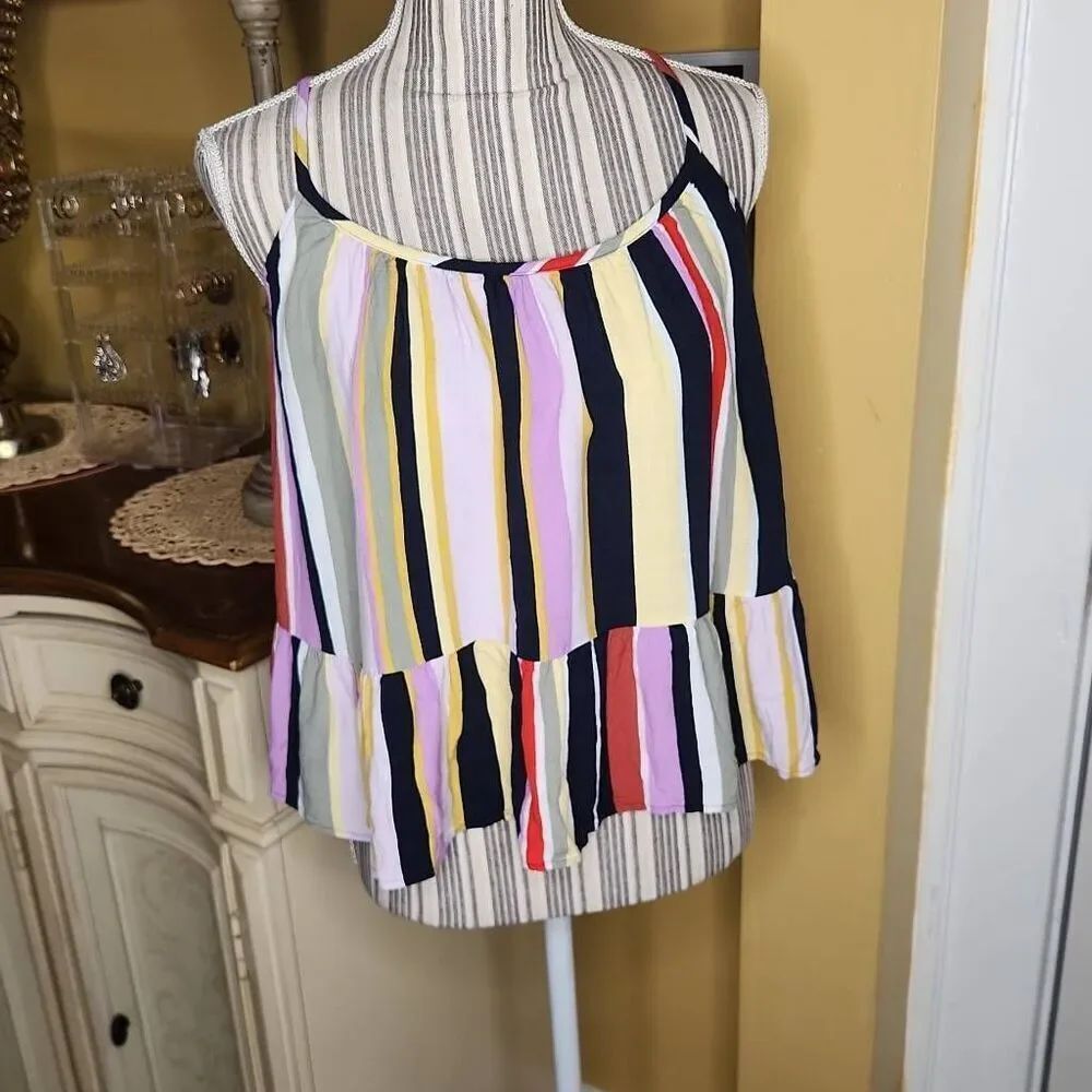 LOFT multi color stripe swing top women's size XS